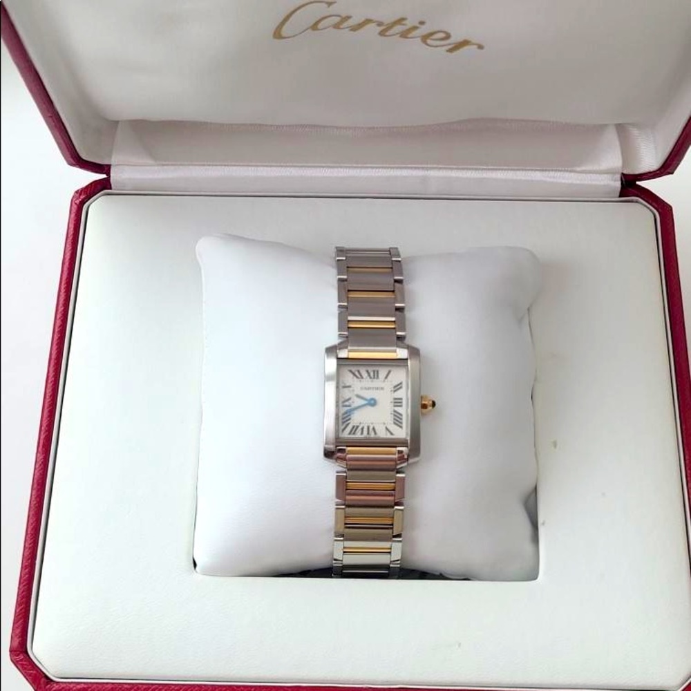 Authentic Cartier Tank Francaise small in two-tone — steel & 18k gold.